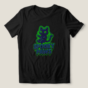 Spooky Paws - Neon Glow   NUR SCHWARZ Tri-Blend Shirt