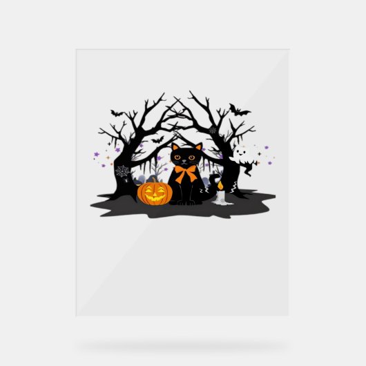 Spooky Paws & Pumpkin Halloween Nights Classic T-S Acrylschild (Vorderseite)