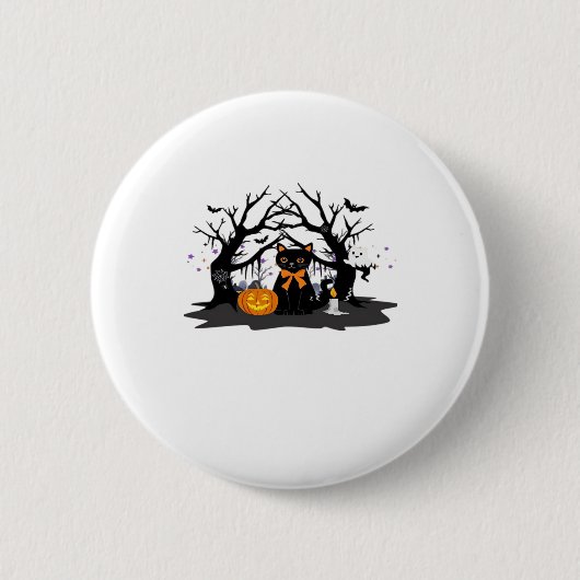 Spooky Paws & Pumpkin Halloween Nights Classic T-S Button (Vorderseite)