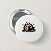 Spooky Paws & Pumpkin Halloween Nights Classic T-S Button (Vorne & Hinten)