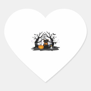 Spooky Paws & Pumpkin Halloween Nights Classic T-S Herz-Aufkleber