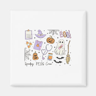 Spooky Peds Crew Halloween Pumpkin Pediatrics Hall Magnet