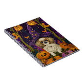 Spooky Pekingese Hund Halloween Hexe und Pumpkin Notizblock (Rechte Seite)