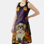 Spooky Pekingese Hund Halloween Hexe und Pumpkin Schürze (InSitu)