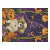 Spooky Pekingese Hund Halloween Hexe und Pumpkin Tischdecke (Vorderseite (Horizontal))