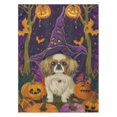 Spooky Pekingese Hund Halloween Hexe und Pumpkin Tischdecke (Vorderseite)
