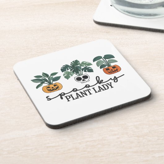 Spooky Pflanze Lady Halloween Monstera Design Getränkeuntersetzer (Linke Seite)