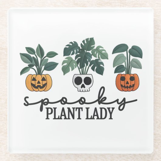 Spooky Pflanze Lady Halloween Monstera Design Glasuntersetzer (Vorderseite)