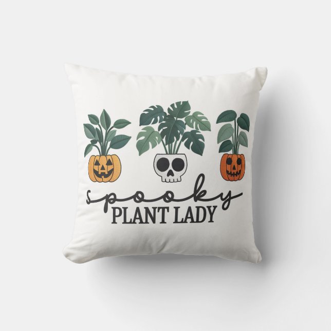 Spooky Pflanze Lady Halloween Monstera Design Kissen (Vorderseite)