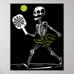 Spooky Pickleball Halloween Skelett Frauen tanzt z Poster