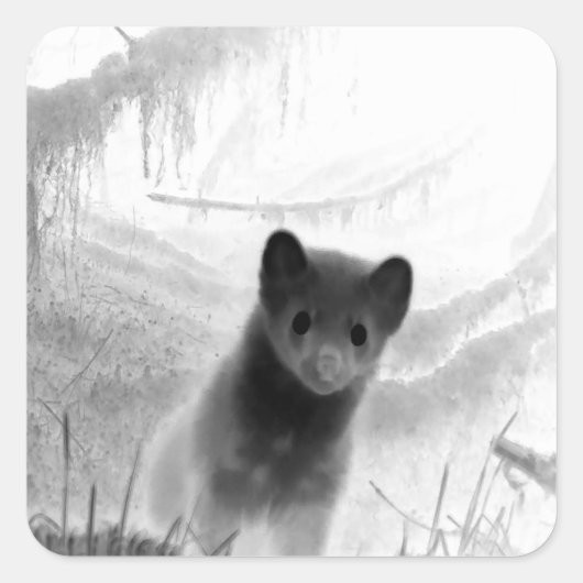 Spooky Pine Marten Quadratischer Aufkleber (Vorderseite)