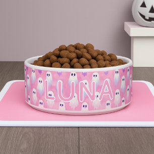 Spooky Pink Ghosts Individuelle Name Halloween Hun Napf