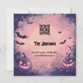 Spooky Pink Halloween-Party mit Pumpkins und Flede Einladung (Rückseite)