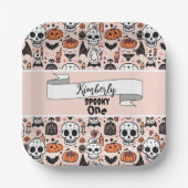 Spooky Pink Halloween Thema Tile Custom Spooky One Pappteller (Vorderseite)