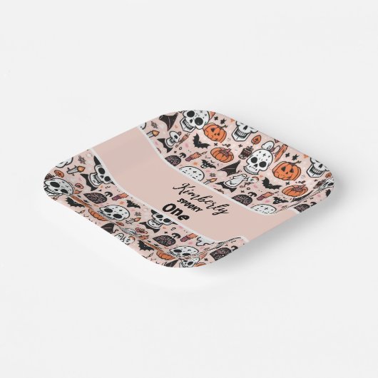 Spooky Pink Halloween Thema Tile Custom Spooky One Pappteller (Gewinkelt)