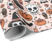 Spooky Pink Halloween Thema Tile Geschenkpapier (Rolleneckpunkt)