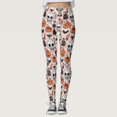 Spooky Pink Halloween Thema Tile Leggings (Vorderseite)