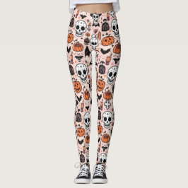 Spooky Pink Halloween Thema Tile Leggings
