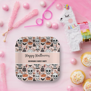 Spooky Pink Halloween Thema Tile Pappteller