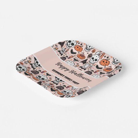 Spooky Pink Halloween Thema Tile Pappteller (Gewinkelt)