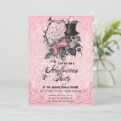 Spooky Pink und Black Spider Web-Einladung Einladung (Stehend Vorderseite)