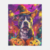 Spooky Pitbull Halloween Hexe und Pumpkin Fleecedecke (Vorderseite)