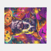 Spooky Pitbull Halloween Hexe und Pumpkin Fleecedecke (Vorderseite (Horizontal))