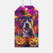 Spooky Pitbull Halloween Hexe und Pumpkin Geschenkanhänger (Rückseite)