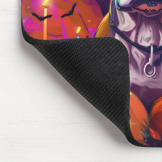 Spooky Pitbull Halloween Hexe und Pumpkin Mousepad (Ecke)