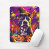 Spooky Pitbull Halloween Hexe und Pumpkin Mousepad (Mit Mouse)