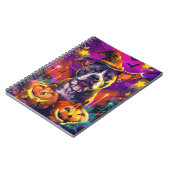 Spooky Pitbull Halloween Hexe und Pumpkin Notizblock (Linke Seite)