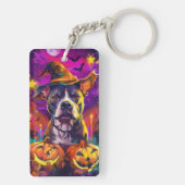 Spooky Pitbull Halloween Hexe und Pumpkin Schlüsselanhänger (Rückseite)