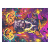 Spooky Pitbull Halloween Hexe und Pumpkin Tischdecke (Vorderseite (Horizontal))