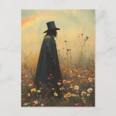 Spooky Plague Doctor in the Meadow Postkarte (Vorderseite)