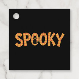 Spooky Plaid Lettering Halloween Geschenkanhänger