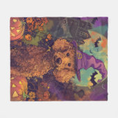 Spooky Poodle Hund Halloween Hexe und Kürbis Fleecedecke (Vorderseite (Horizontal))