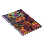 Spooky Poodle Hund Halloween Hexe und Kürbis Notizblock (Rechte Seite)