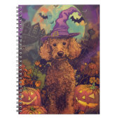 Spooky Poodle Hund Halloween Hexe und Kürbis Notizblock (Vorderseite)