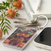 Spooky Poodle Hund Halloween Hexe und Kürbis Schlüsselanhänger (Vorderseite rechts)