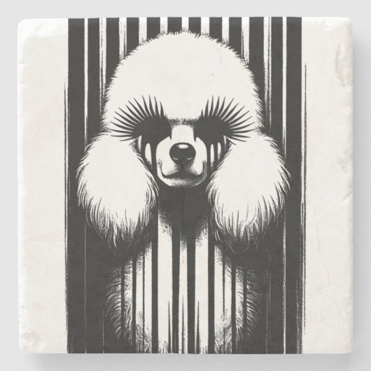 Spooky Poodle mit Grunge-Ästhetik Steinuntersetzer (Vorderseite)