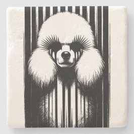 Spooky Poodle mit Grunge-Ästhetik Steinuntersetzer