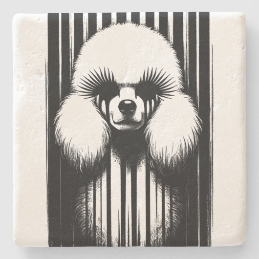 Spooky Poodle mit Grunge-Ästhetik Steinuntersetzer (Vorderseite)