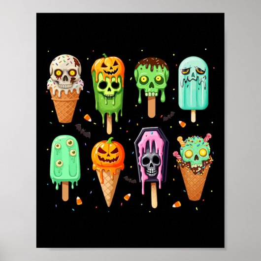 Spooky Popsice Ice Cream Summer Party Halloween S Poster (Vorne)