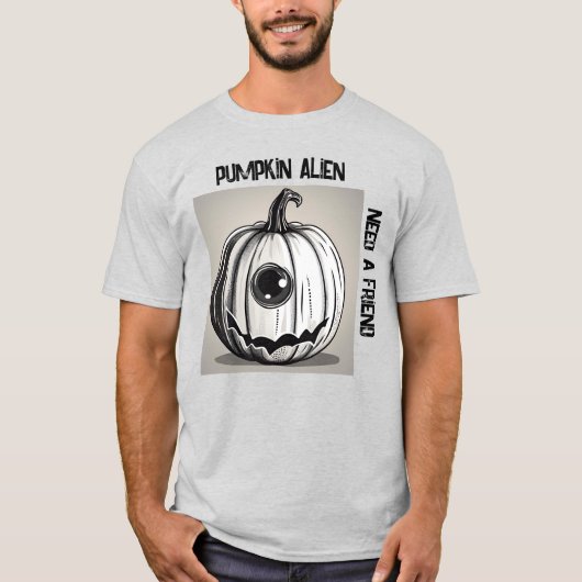 Spooky Pumpkin Alien T - Shirt - Unisex bearbeitba (Vorderseite)