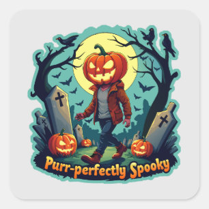Spooky Pumpkin Art: Perfekt für Halloween Dekor! Quadratischer Aufkleber