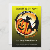 Spooky Pumpkin Bat Halloween-Party Einladung (Vorderseite)