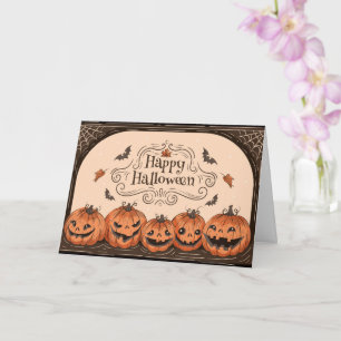 Spooky Pumpkin Bat Happy Halloween Karte