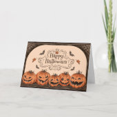 Spooky Pumpkin Bat Happy Halloween Karte (Vorderseite)