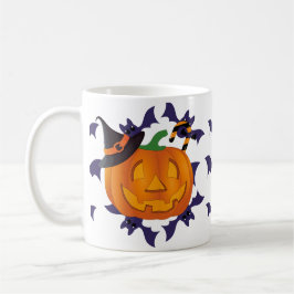 Spooky Pumpkin & Bats Halloween Niedlicher Hexenhu Kaffeetasse