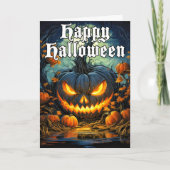 Spooky Pumpkin Beängstigend Halloween Karte (Vorderseite)